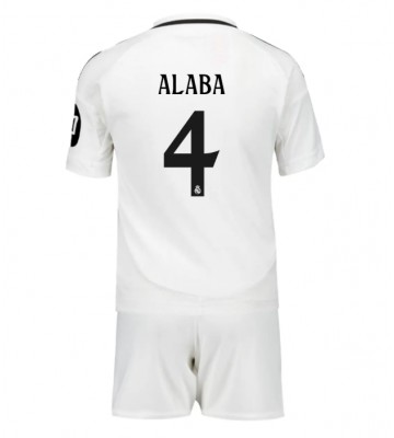 Real Madrid David Alaba #4 Primera Equipación Niños 2024-25 Manga Corta (+ Pantalones cortos)